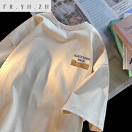 FR.YH.ZH威達優(yōu)服飾個(gè)體店港風(fēng)短袖.t恤夏季2023款青少年潮流重磅 杏色 L