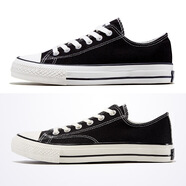 dafufeiyue飛躍帆布鞋男鞋女鞋春夏新款低幫運動(dòng)休閑鞋情侶款學(xué)生透氣板鞋子 FY069/135黑色隨機 44