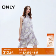 ONLY2025夏季新款淑女掛脖圓領(lǐng)荷葉邊短裙碎花連衣裙女|125207045 H3H瑞秋印花藍 L