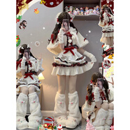 圣誕節新年戰袍穿搭服裝可愛(ài)少女洛麗塔撞色吊帶裙蓬蓬短裙斗篷 外套+吊帶裙+袖套 L