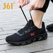 361°男鞋運動鞋男跑步鞋夏季361度男休閑鞋大碼網(wǎng)鞋軟底旅游鞋子 曜石黑/虛擬紅2262 39