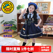 G.DUCKKIDS洛麗塔公主裙女童連衣裙夏季朱迪兒童裙子兔子警官生日蓬蓬裙春秋 C8876襯衫裙子套裝+領(lǐng)帶 130 尺碼7~8歲【120-130cm】