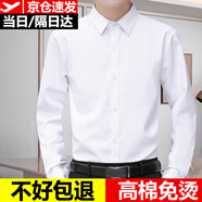 EAEOVNI長(zhǎng)袖襯衫男士白色襯衣男大碼胖子正裝修身抗皺職業(yè)工裝面試工作服 純白色【快速到貨】 38 【100-115斤】