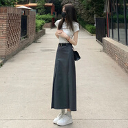 涓涓細(xì)語灰色百褶西裝半身裙子女秋季2024新款高腰顯瘦百搭a字中長款傘裙 灰色 s