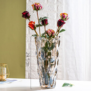 何佳功花瓶擺件插花簡(jiǎn)約輕奢水晶玻璃花瓶ins風(fēng)寬口精致品歐式花瓶 咖金(大號)