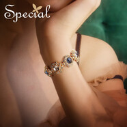 special歐美時(shí)尚手鏈手飾手環(huán)輕奢優(yōu)雅華美璀璨 藍色 襯膚金9顆款