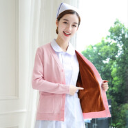 云鑫護士毛衣外套開(kāi)衫加絨針織衫冬季加厚口腔牙科工作服夜班醫護人員 粉色加厚加絨（半身絨） XL