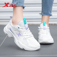 特步女鞋跑步鞋2025秋冬季運動(dòng)鞋女皮面保暖老爹鞋女時(shí)尚休閑鞋 米紫-網(wǎng)面透氣 39