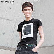 S.DEER【T恤合集】圣迪奧夏季女裝休閑短袖內(nèi)搭上衣設(shè)計(jì)感正肩t恤 漂白/90 L