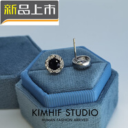 天啟世紀s925純銀針耳釘男潮高級感微鑲滿(mǎn)鉆氣質(zhì)小眾鋯石耳飾2024年 黑色單只+禮盒