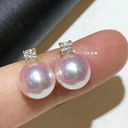 玄永日本akoya海水珍珠耳釘王妃18K黃金耳環(huán)正圓極光天女 黃18k金款 天女珍珠耳釘 9.5-10mm