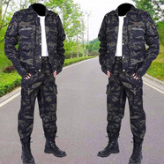 左斯客耐磨夏季工作服套裝男士電焊防燙建筑工地干活衣服汽修工裝勞保服 黑鷹迷彩服 180