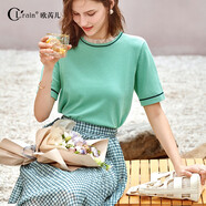 Olrain歐芮兒套頭針織衫女夏季寬松顯瘦荷葉邊設計感減齡上衣 綠色 S 155/80A