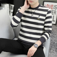 滄獅長(cháng)袖t恤男春秋季潮流寬松打底衫衛衣男裝秋衣潮牌春裝百搭上衣服 灰色 XL (120-135斤)