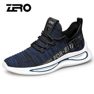 零度尚品老爹鞋男鞋夏新品透氣飛織鞋子男士運動(dòng)休閑鞋輕便網(wǎng)面鞋 藍色 44