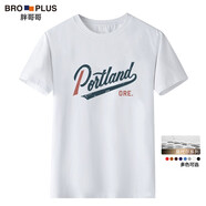 胖哥哥大碼男裝莫代爾冰絲短袖t恤男寬松胖子體恤加肥加大肥佬圓領(lǐng)半袖 白色英文波特蘭 5XL【250-280斤】