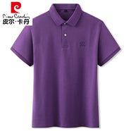 皮爾卡丹（pierre cardin）品牌加肥加大碼男短袖T恤時尚翻領(lǐng)胖子運(yùn)動POLO.衫寬松全棉半袖男 丁香紫 L (建議100-120斤)