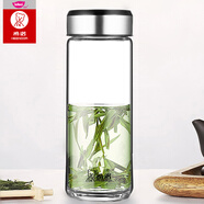 希諾單層玻璃杯男女士大容量商務(wù)辦公泡茶杯帶蓋家用耐熱加厚便攜車(chē)載水杯子 黑色 538ml