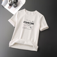 誠景加絨加厚圓領(lǐng)短袖T恤男士保暖一體絨打底衫印花內搭半袖修身體恤I 米白色加絨 XL