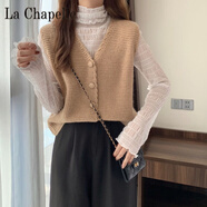 拉夏貝爾（La Chapelle）2024時(shí)尚針織女馬甲春秋季背心外穿小坎肩馬夾外搭純色毛衣 純100自動(dòng)發(fā)熱卡其色馬甲【單件】 純100自動(dòng)發(fā)熱M 90-105斤