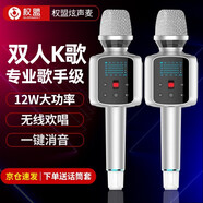 權盟 炫聲麥克風話筒音響一體無線藍牙全民電視K歌唱歌神器手機電腦直播聲卡家庭ktv卡拉ok車載麥克風 R2旗艦款雙人版（有U段）