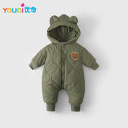 優(yōu)奇嬰兒棉服連體衣連帽寶寶保暖衣秋冬季外出抱衣夾棉冬裝外出服