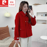 皮爾卡丹（pierre cardin）短款雙面呢春季雙面絨外套大衣上衣時(shí)尚寬松春秋新款小個(gè)子毛呢女 紅色 XL XL 【105-120斤】