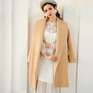 Olrain歐芮兒秋冬女裝大衣保暖毛呢外套中長(cháng)款呢子大衣（不送毛絨掛件） 卡其色 M