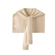 假日概念針織條紋披肩外搭高端女夏季薄款空調衫圍脖護肩頸網(wǎng)紅搭肩小圍巾 杏色