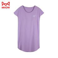 貓人（MiiOW）睡衣秋季女睡裙女款莫代爾棉睡衣薄款家居服冰絲涼感舒適連衣裙 23218薰衣草紫 涼爽觸感+5A M 推薦體重80至100斤