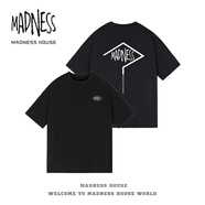 MADNESS HOUSE潮牌明星款夏季T恤男百搭休閑上衣寬松純棉短袖女生打底衫 黑色 L（建議140-170斤）