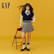 GAP女裝春季百搭簡(jiǎn)約學(xué)院風(fēng)彈力百褶迷你裙短裙876121 灰色 2(26)亞洲尺碼