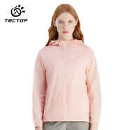 探拓（TECTOP）防曬衣 女戶(hù)外UPF40+輕薄防紫外線(xiàn)透氣皮膚衣 防潑水速干風(fēng)衣D201240PF 女款粉色S