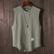 尡韻背心男潮牌背心男士夏季坎肩潮流運動(dòng)休閑潮牌學(xué)生無(wú)袖上衣 卡其色 2XL