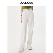 阿瑪施（AMASS）阿瑪施女裝秋季經(jīng)典復(fù)古百搭加絨香蕉牛仔褲加長(zhǎng)休閑褲厚5100588 白色 S