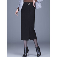 啄木鳥(niǎo)包臀半身裙女2025春秋高腰開(kāi)叉一步裙中長(cháng)款新款顯瘦職業(yè)包裙長(cháng)裙 秋冬加厚款黑色長(cháng)裙前側開(kāi)叉 秋 M 腰圍2尺