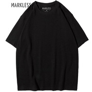 MARKLESS短袖T恤男2025夏季純棉男士寬松重磅純色百搭休閑上衣潮TXB2627M 午夜黑 L