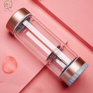 茶之戀茶水分離杯茶杯個(gè)人專(zhuān)用高端雙層玻璃杯子男女士商務(wù)便攜生日禮物 金粉360ml