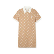 美職棒（MLB）短裙女款鉆石老花polo領(lǐng)直筒短袖運動(dòng)連衣裙OPM04 淺駝色 專(zhuān)柜 S