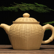 書雅宜興紫砂壺全手工泡茶壺茶具大容量紫泥 段泥六方竹編500毫升(主圖)