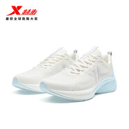 特步（XTEP）跑步鞋女鞋秋冬革面防潑水減震回彈舒適跑鞋 帆白/微微紫 35