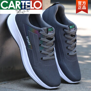 卡帝樂(lè )鱷魚(yú)（CARTELO）新品高檔男鞋夏季年潮流網(wǎng)面飛織薄款透氣網(wǎng)鞋男百搭休閑運動(dòng)潮鞋 Ａ-881灰色 44