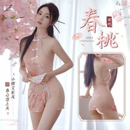 古風(fēng)套裝古典美人兔女郎【8款可選】情趣內衣女誘惑透明刺激網(wǎng)紗 春桃斜開(kāi)襟旗袍+T褲