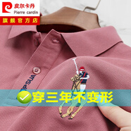皮爾卡丹（pierre cardin）【易穿搭】美式短袖男商務(wù)高端t恤男常規(guī)袖休閑大馬標(biāo)帶領(lǐng)中年 粉色 2XL 54/180 適合160-180斤