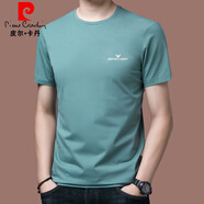皮爾卡丹（pierre cardin）冰 絲短袖t恤男2025新款春夏季圓領(lǐng)修身薄款桑蠶絲體恤衫潮 綠色2117款 175/XL  【135斤-155斤】