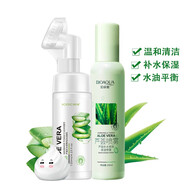 韓嬋蘆薈潔面泡沫按摩潔面乳洗面奶補(bǔ)水保濕溫和不刺激控油凈痘 【蘆薈2件套】潔面乳+爽膚噴霧