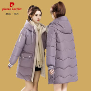 皮爾卡丹棉服女2020新品冬天外套女裝中長(cháng)款韓版寬松加厚冬裝棉襖初冬棉衣冬季外套面包服衣服 紫色 2XL_建議145到159斤