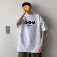 嘉曄（JIAYE）潮牌情侶半袖T恤學(xué)生班服寬松潮流港風(fēng)字母汗衫團(tuán)建活動(dòng)批發(fā)上衣 長(zhǎng)款白色 S