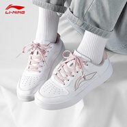 李寧板鞋女2025冬季新款經(jīng)典透氣百搭小白鞋女子休閑運動(dòng)減震白色鞋子 標準白/柔沙粉 35.5