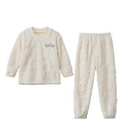 Radinka2025秋冬新款兒童法蘭絨睡衣男童加絨加厚中大童小女孩珊瑚絨JQF 鎮-小熊絨套裝)米白色 160 cm